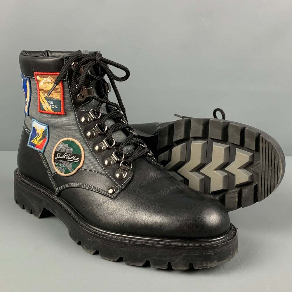 LOUIS VUITTON Black Patches Leather Metropolis Ranger Boots - Picture 3 of 9